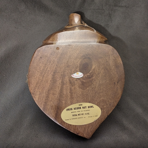 Vintage Acorn Shaped Wooden Nut Bowl Wall Hanging Home Decor - Picture 5 of 7